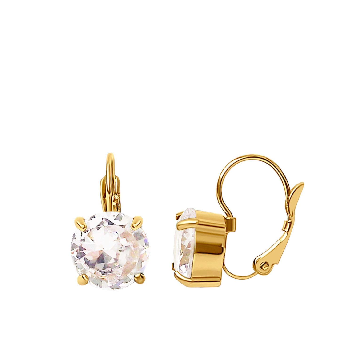Luxury White Quartz Gold Earrings