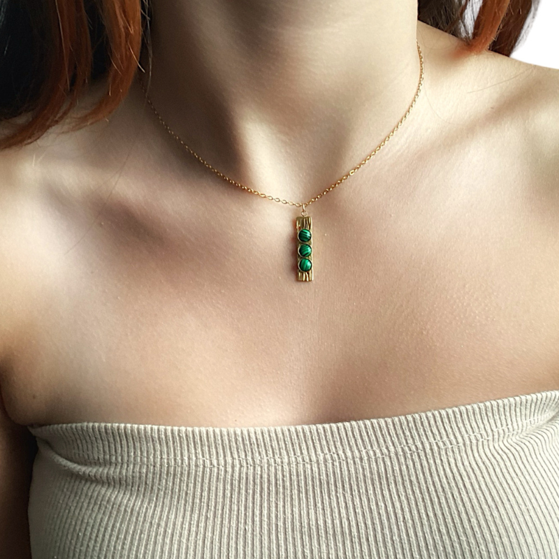 Malachite Three Stone Necklace
