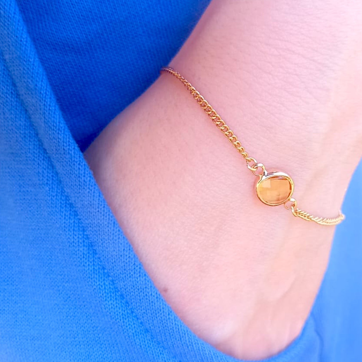 Citrine Circle Adjustable Bracelet