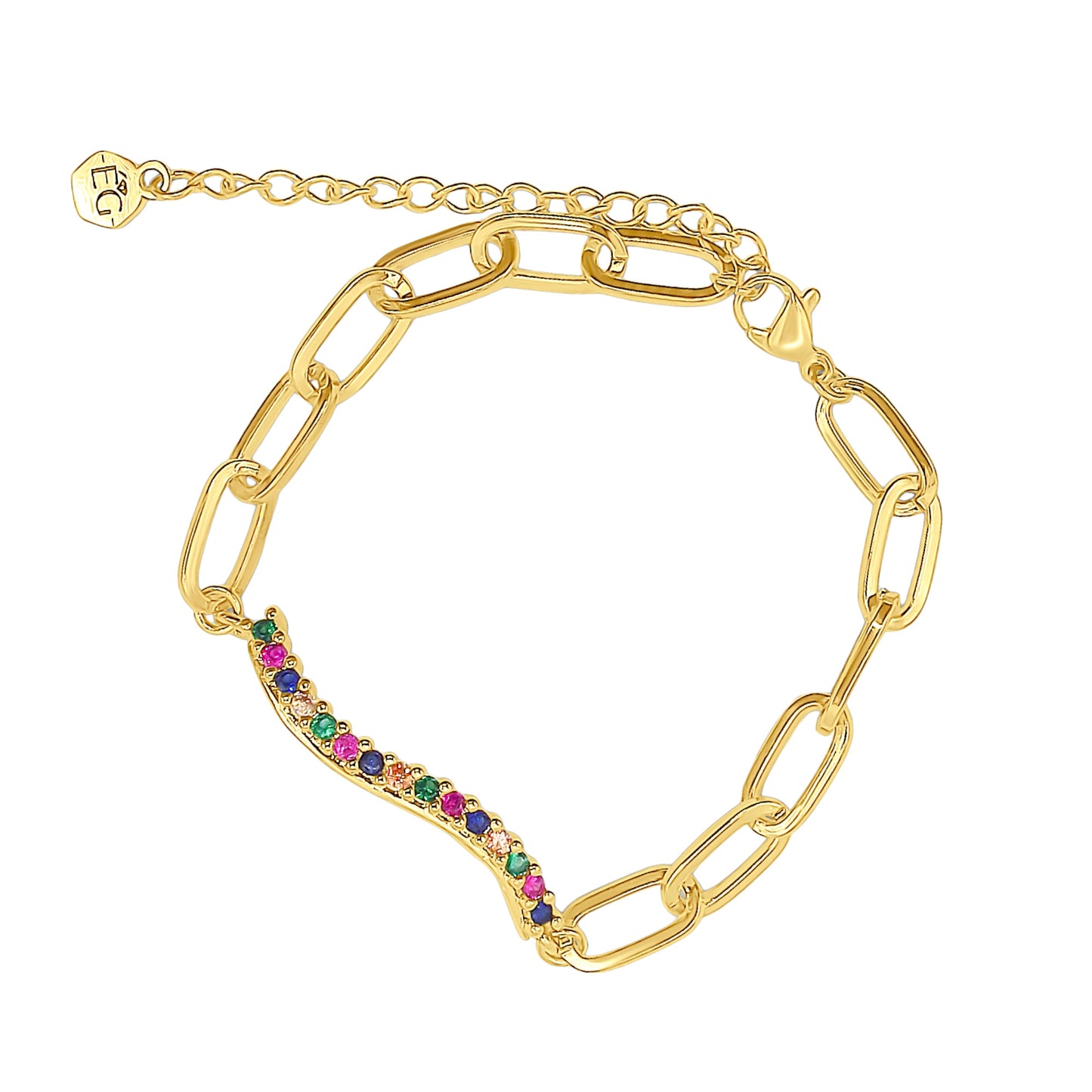 Rainbow Paperclip Geometric Bracelet