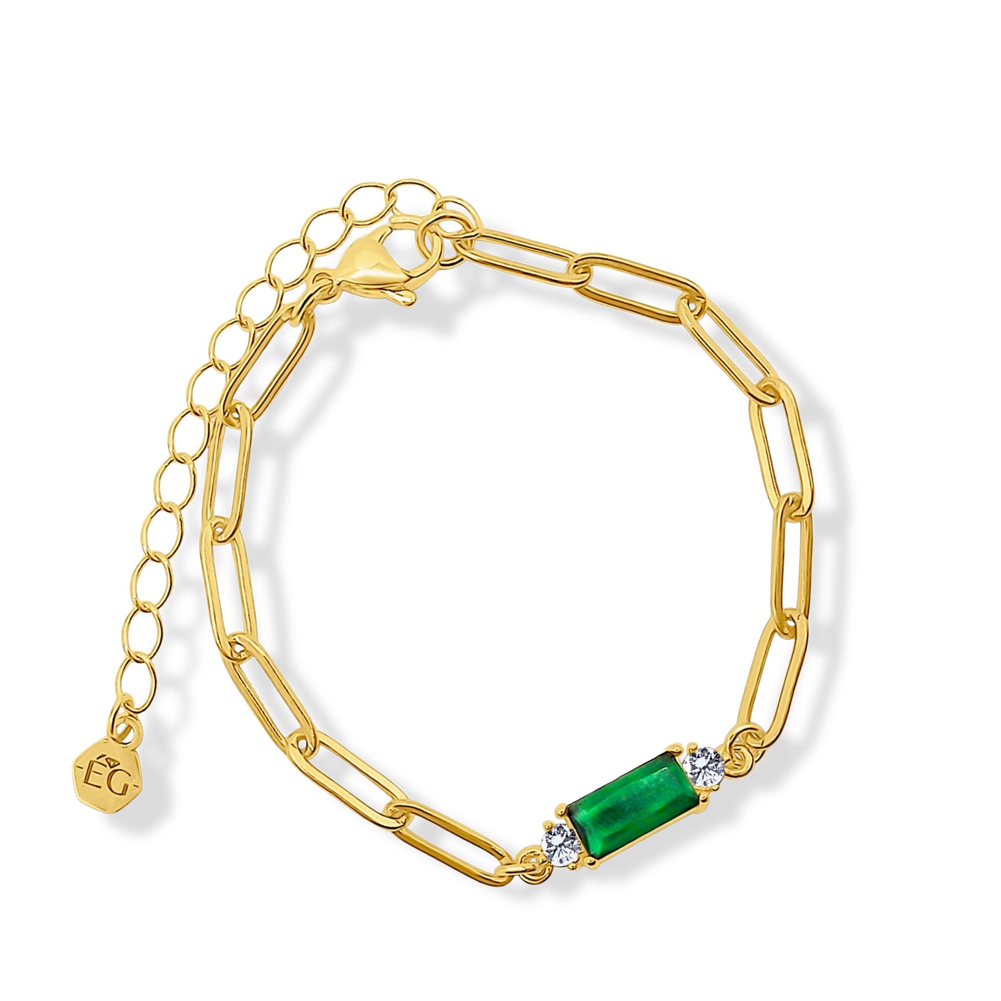 Delicate Emerald Paperclip Bracelet