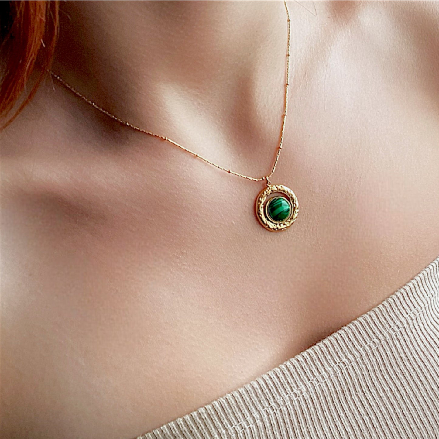 18K Malachite Gold Necklace