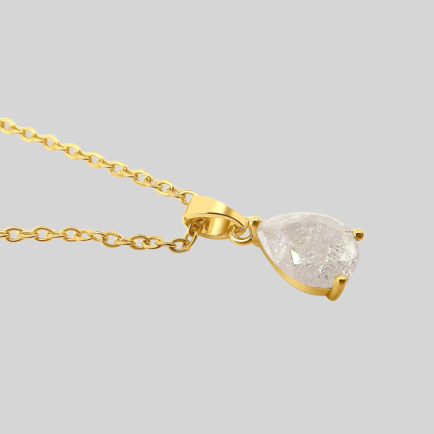 18K April Gemstone Teardrop Necklace