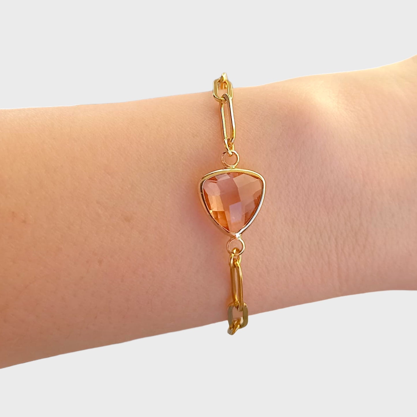 Rose Quartz Birthstone Paperclip Bracelet