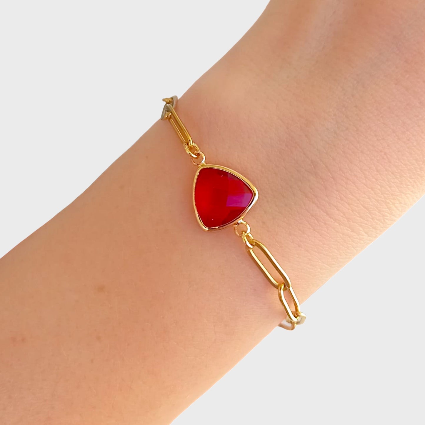 Ruby Birthstone Paperclip Bracelet