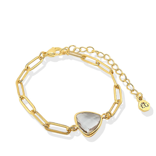 White Topaz Birthstone Paperclip Bracelet