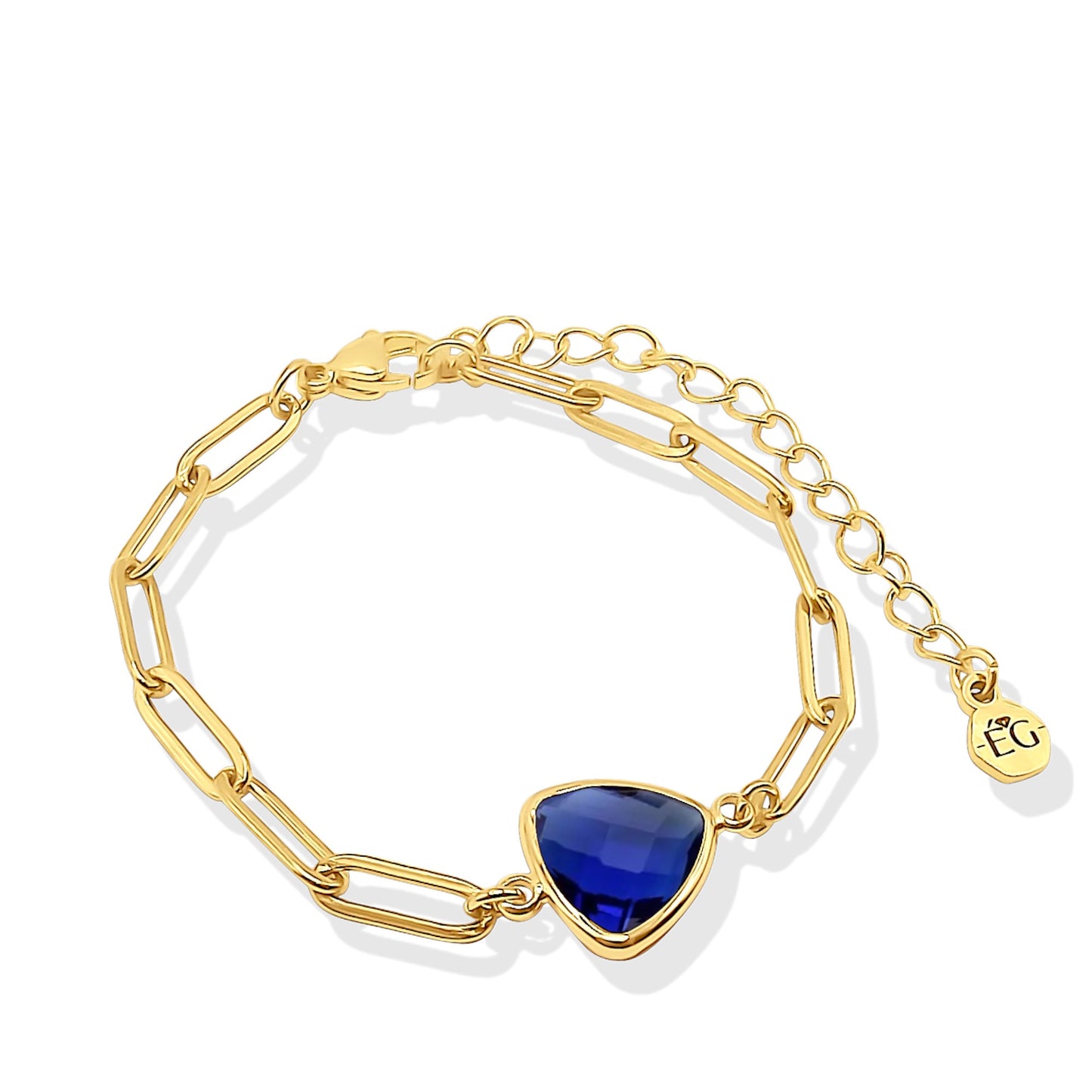 Sapphire Birthstone Paperclip Bracelet