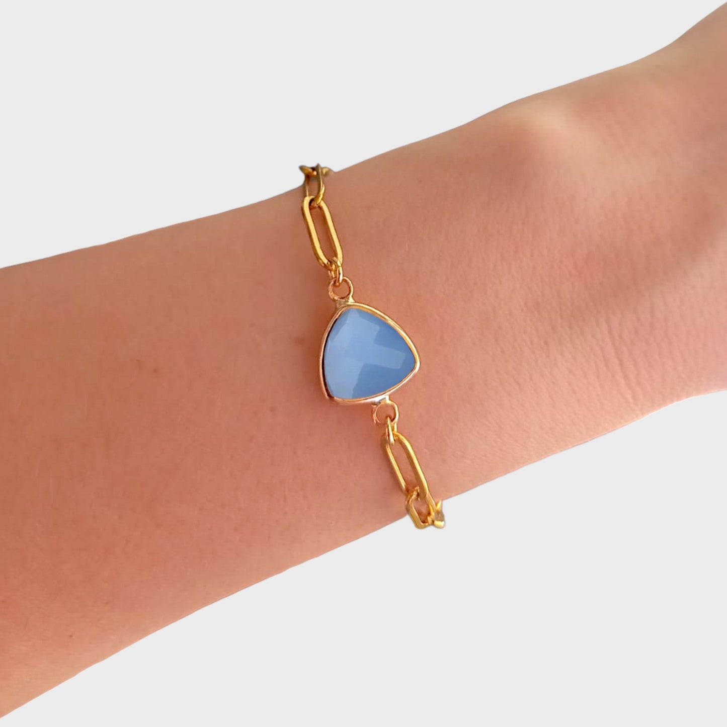 Aquamarine Paperclip Bracelet