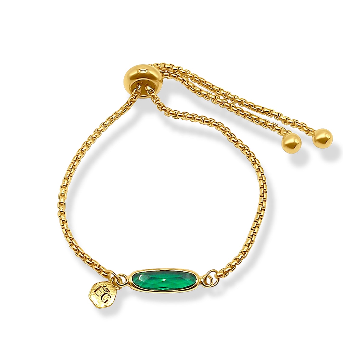 Emerald Baguette Adjustable Bracelet