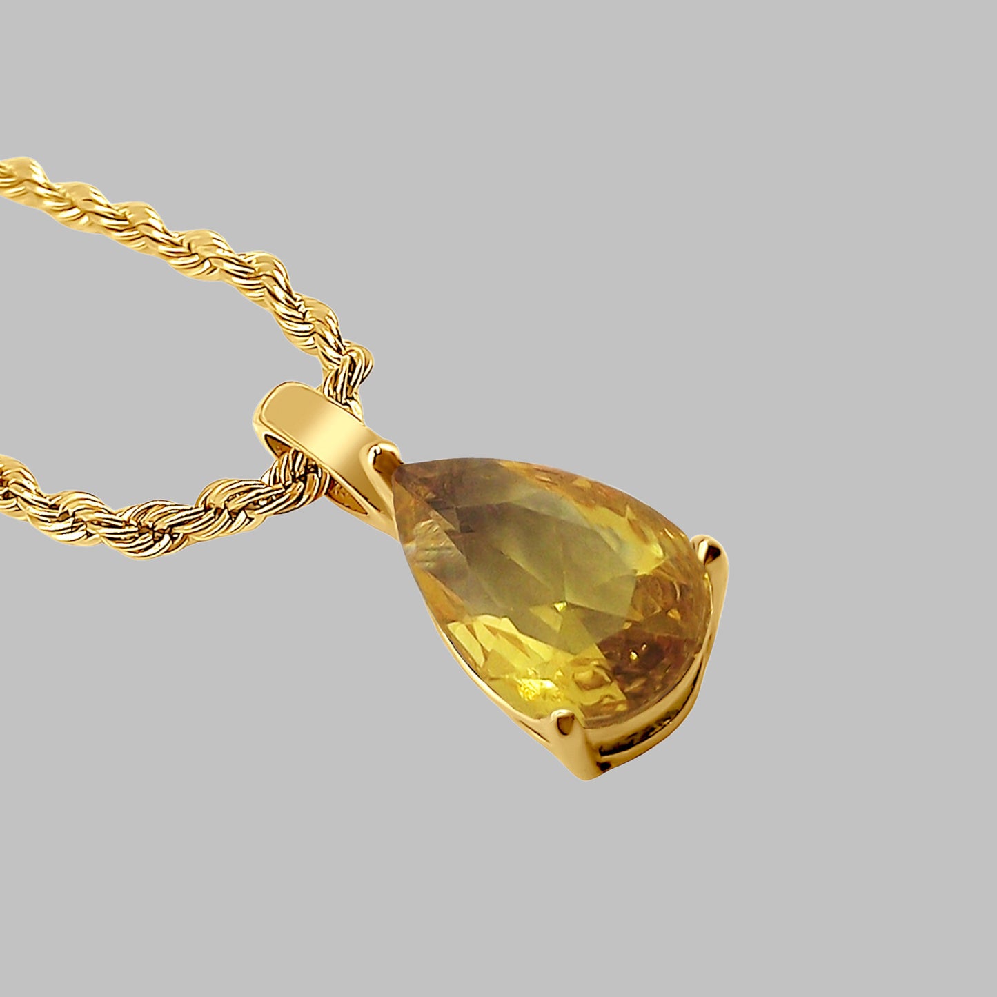 Citrine Gemstone Water Drop Necklace