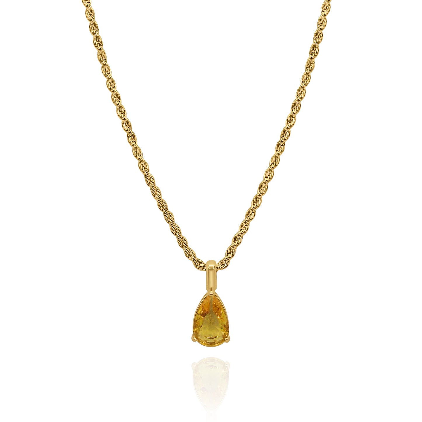 Citrine Gemstone Water Drop Necklace