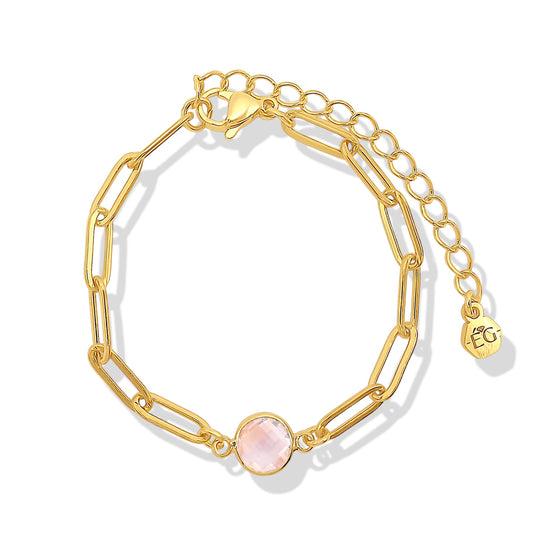 White Topaz Gold Paperclip Bracelet