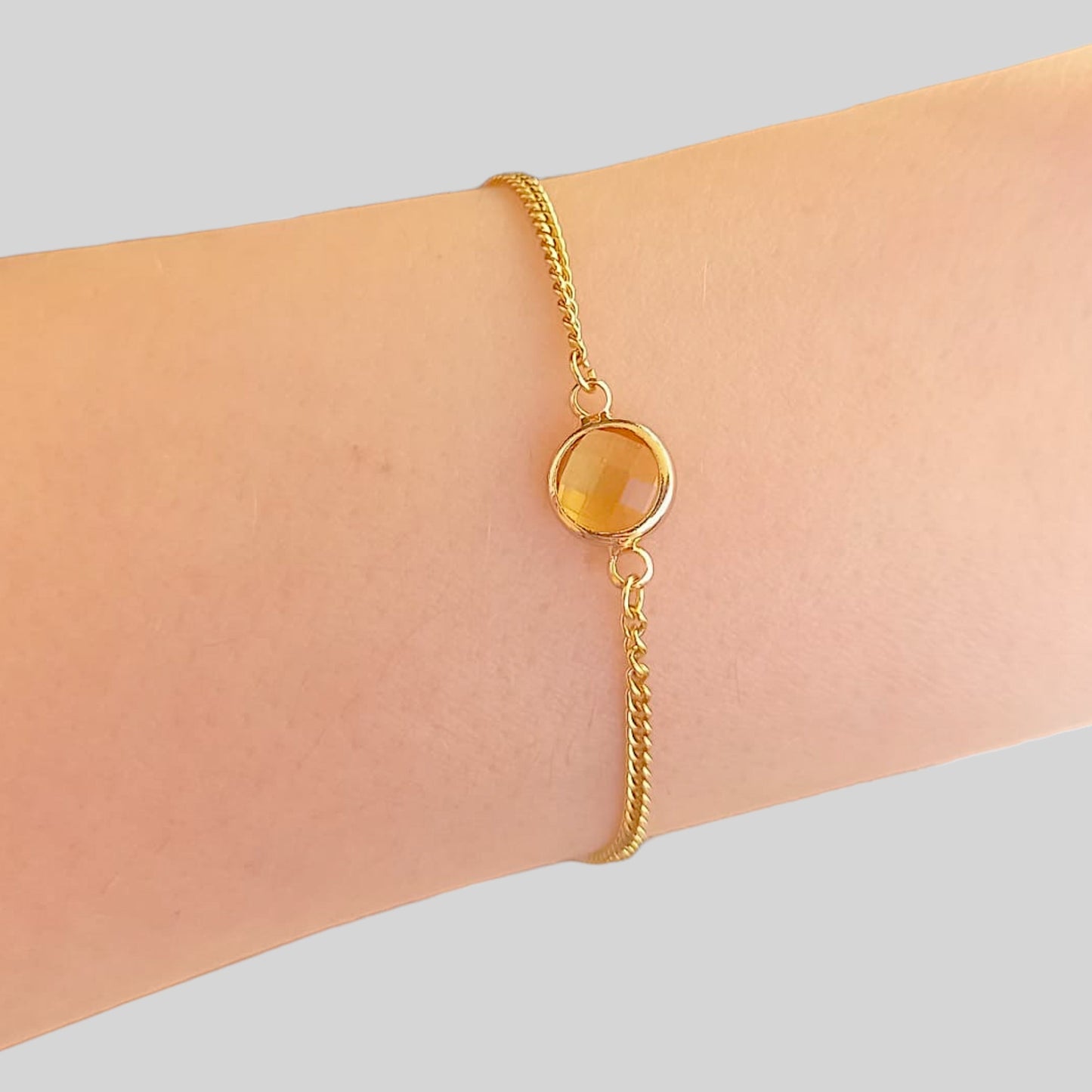 Citrine Circle Adjustable Bracelet