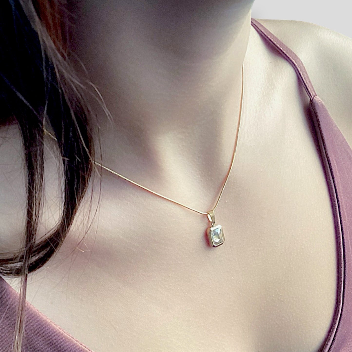 Minimalist White Quartz Charm Necklace