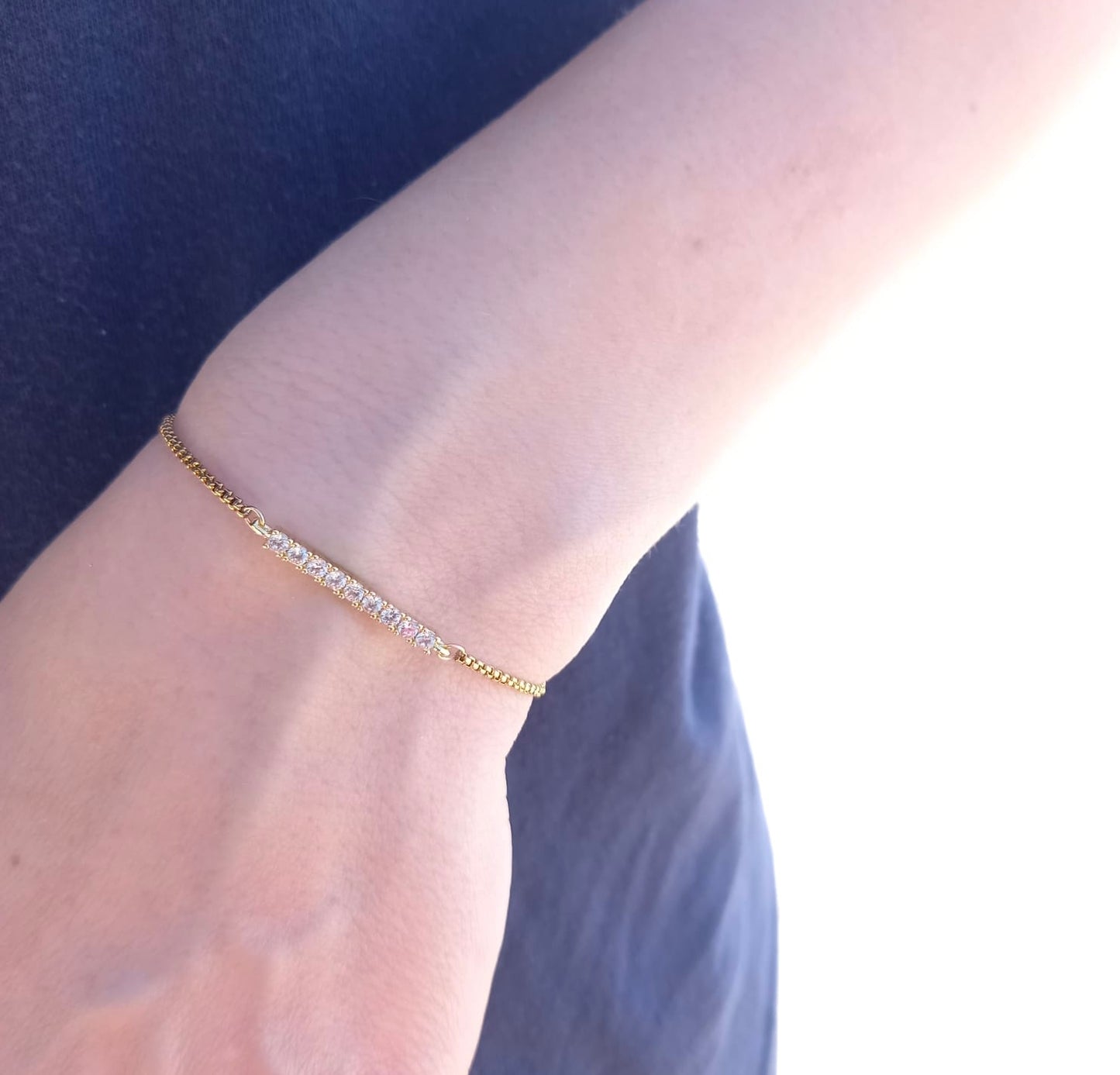 White Topaz Gemstone Adjustable Bracelet
