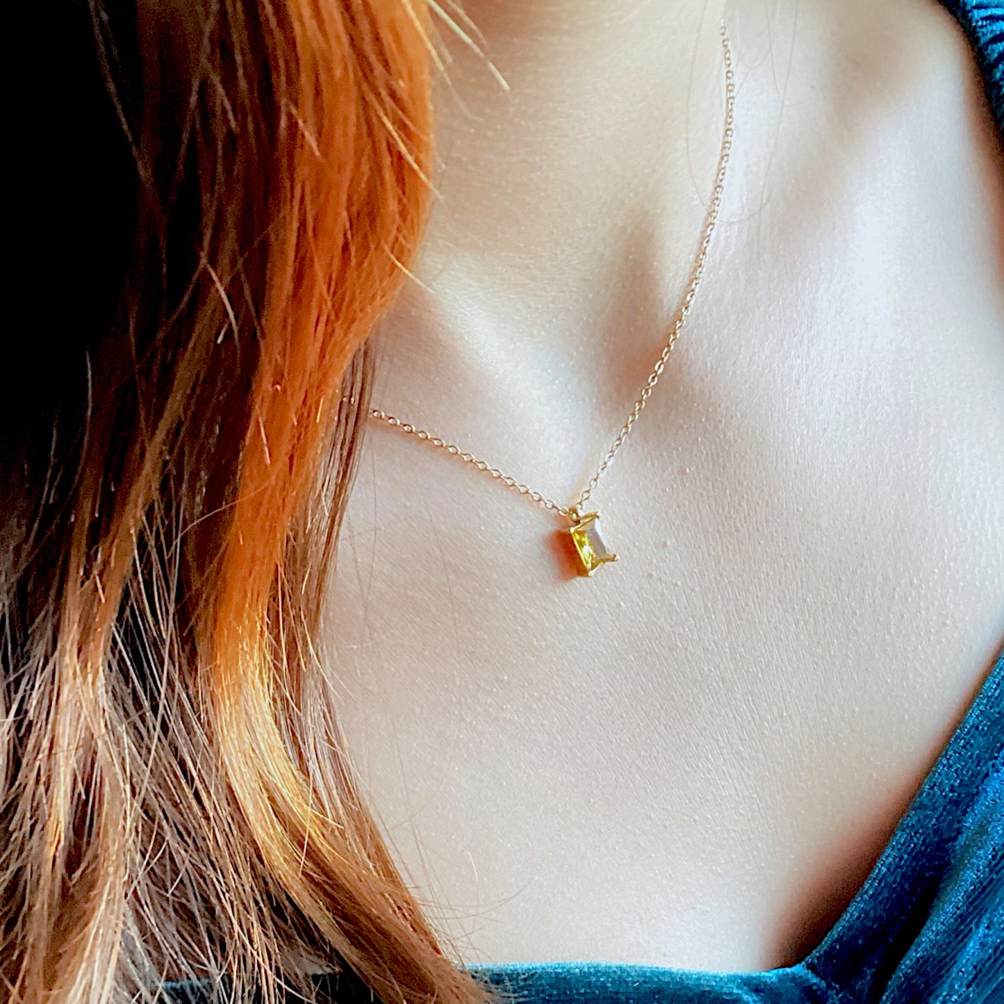 Citrine Gemstone Gold Necklace
