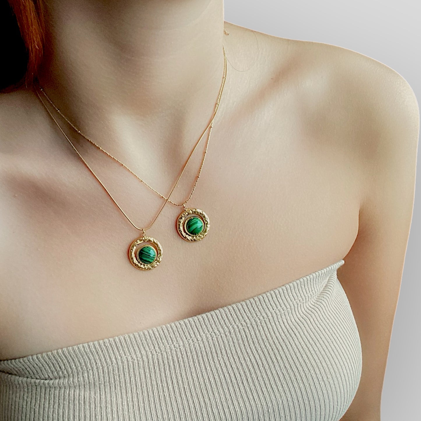 18K Malachite Gold Necklace
