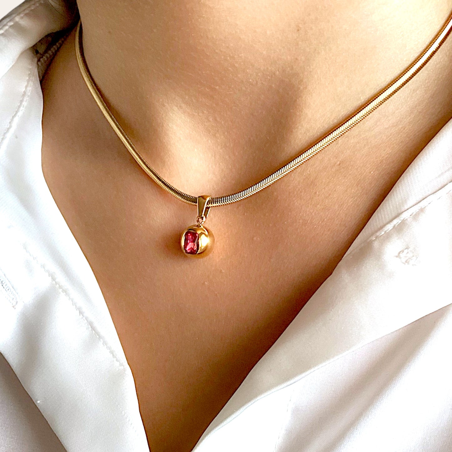 18K Ruby Gemstone Necklace