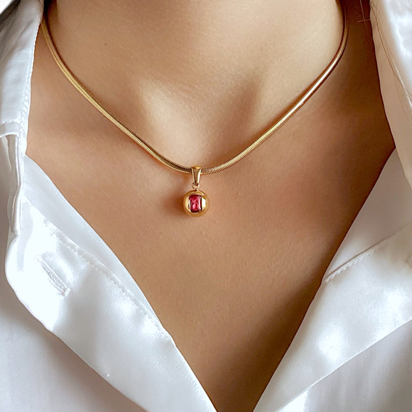 18K Ruby Gemstone Necklace
