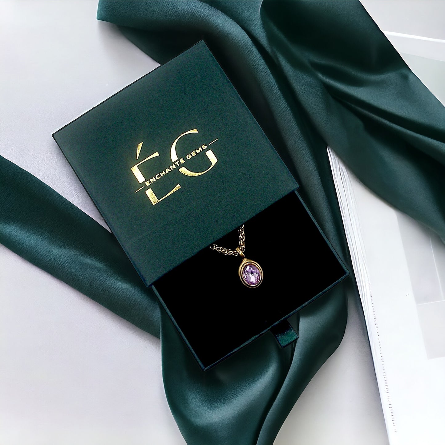 June Gemstone Keel Link Chain Necklace