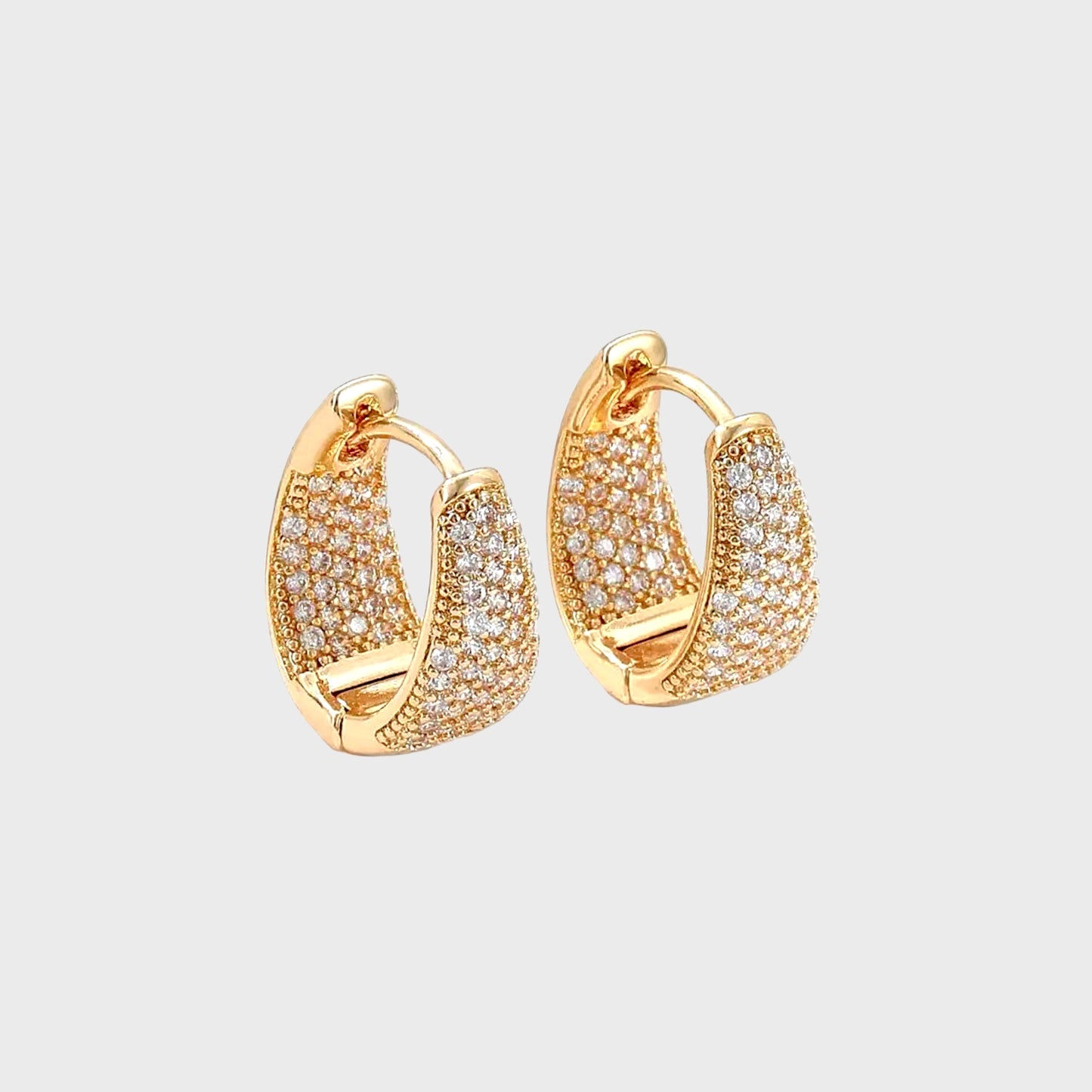 18K White Quartz Birthstone Hoop Earrings