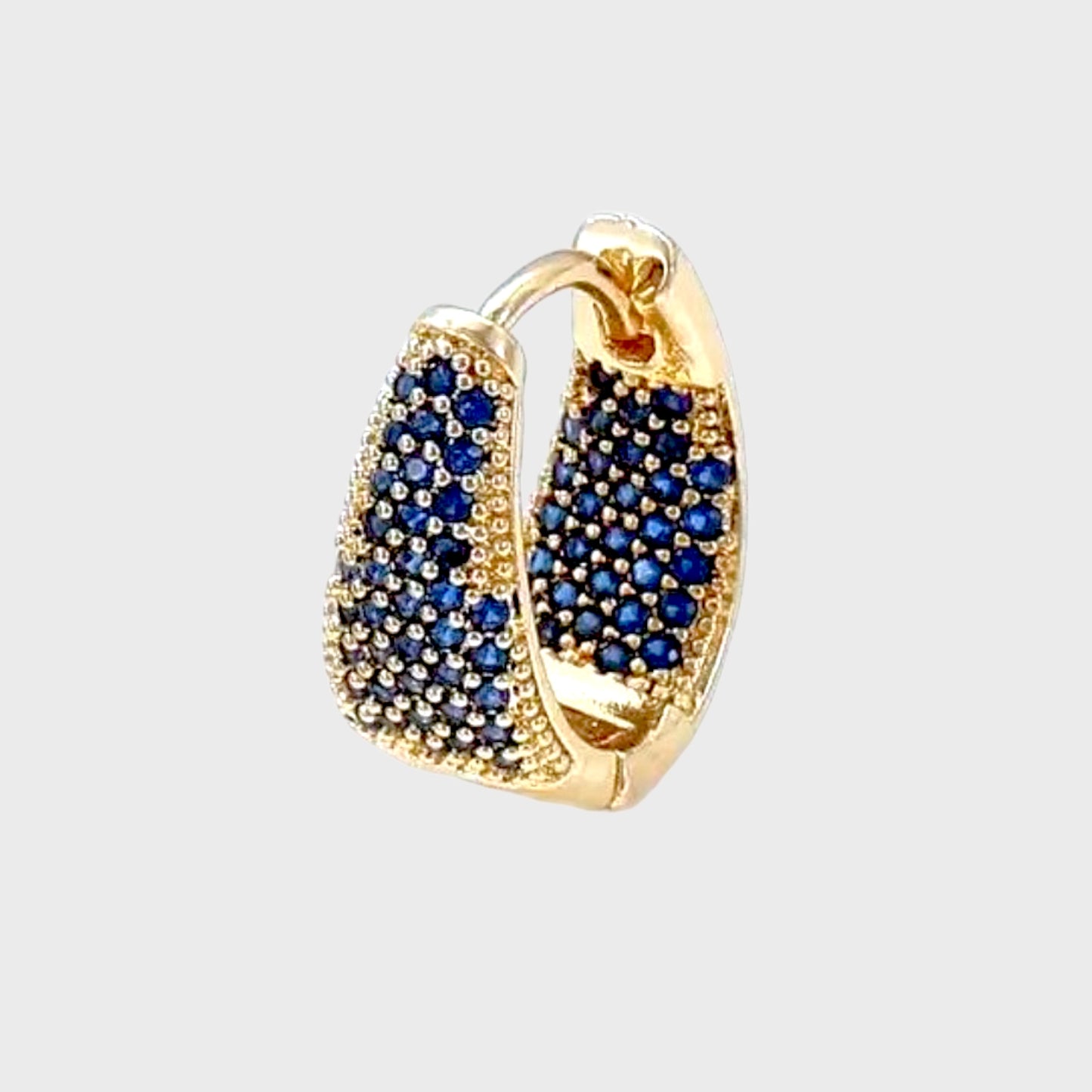 18K Gold Sapphire Gemstone Hoop Earrings
