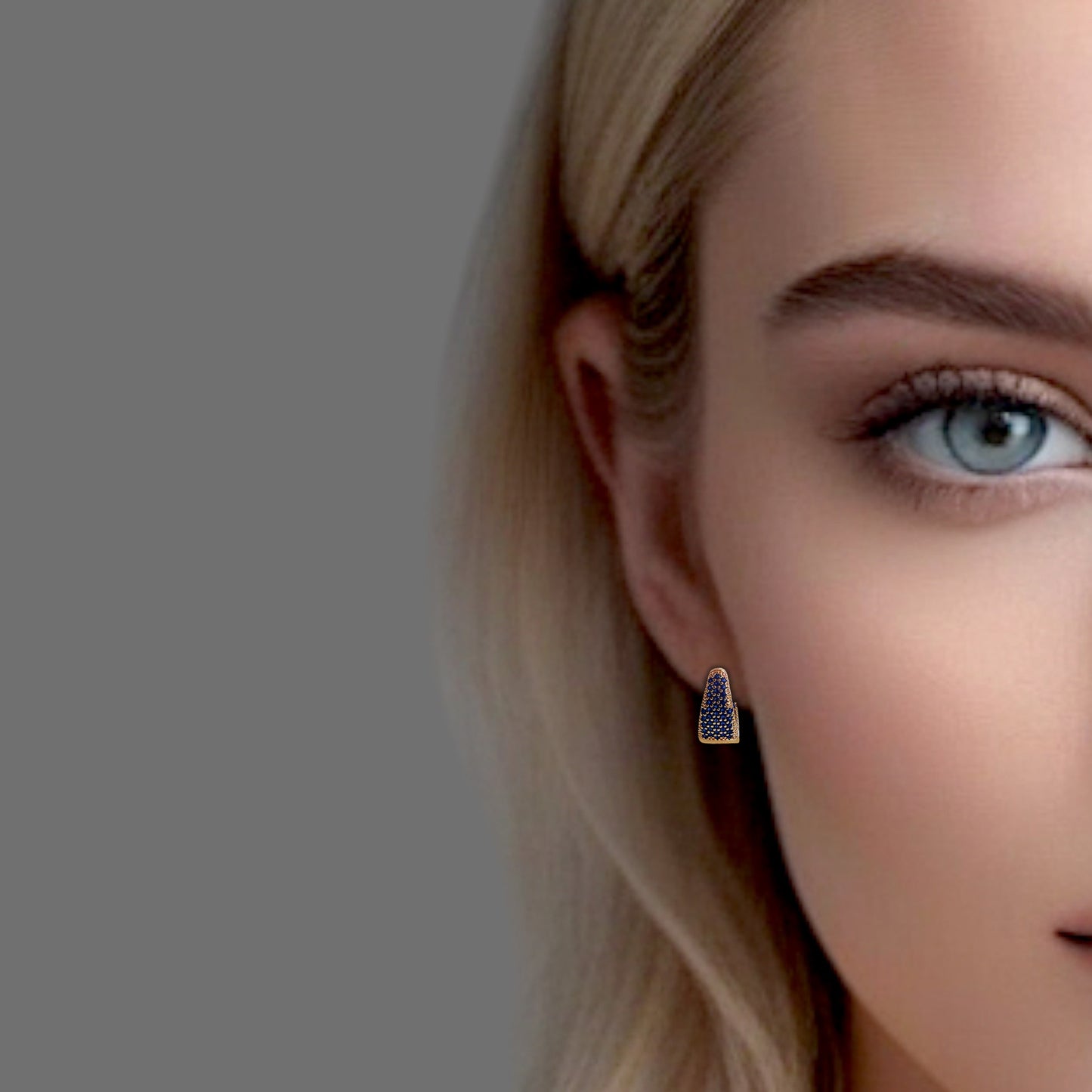 18K Gold Sapphire Gemstone Hoop Earrings