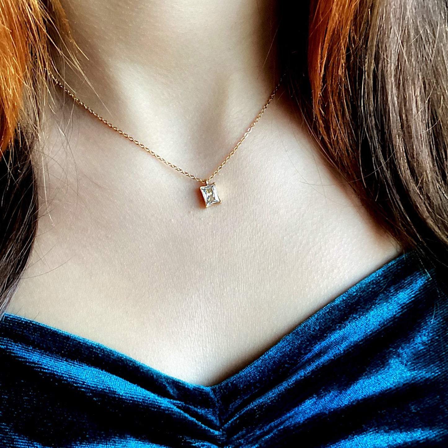 White Quartz April Gold Necklace