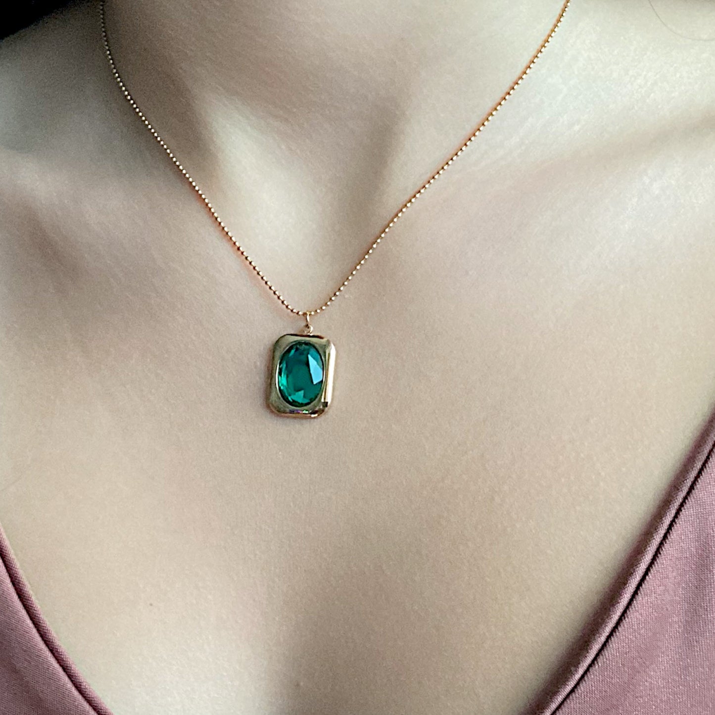 Blue Topaz Square Necklace