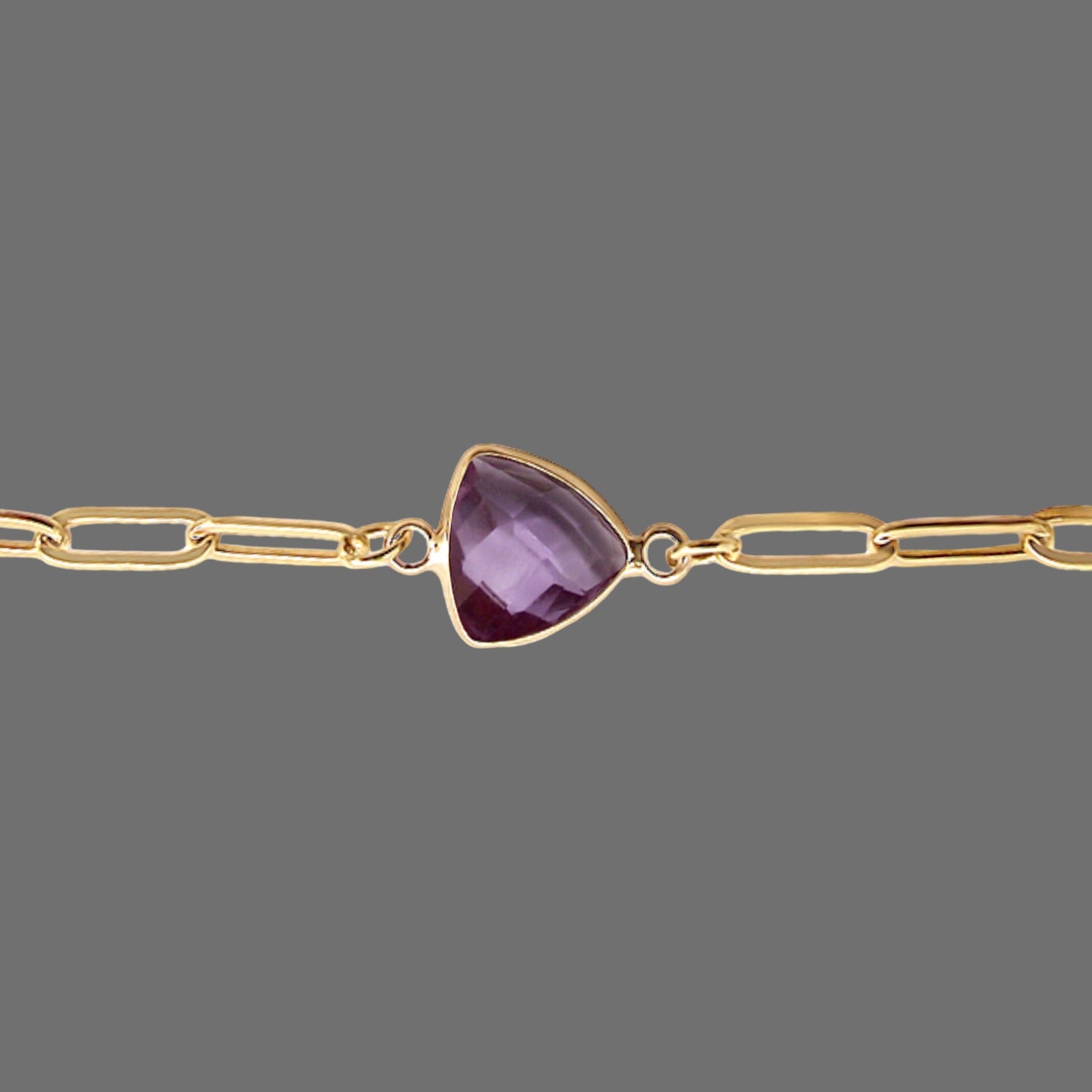 Amethyst Birthstone Paperclip Bracelet