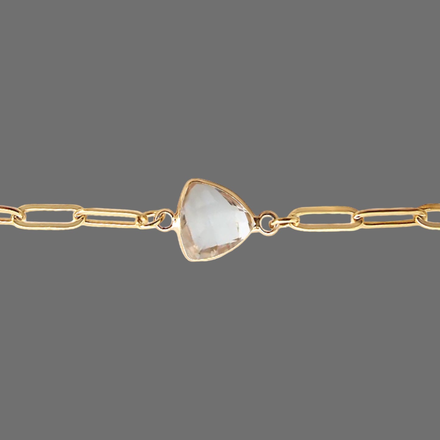 White Topaz Birthstone Paperclip Bracelet