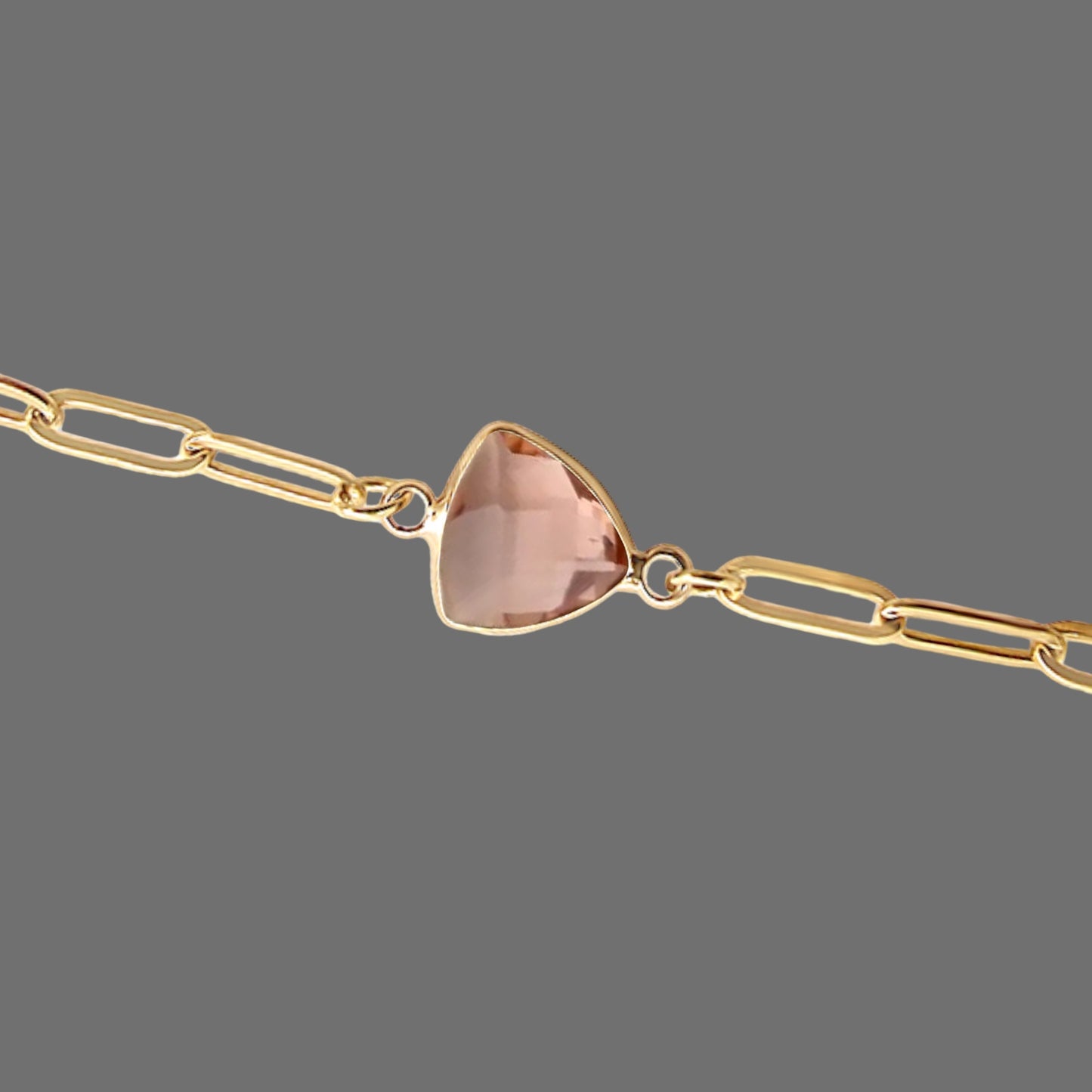 Rose Quartz Birthstone Paperclip Bracelet