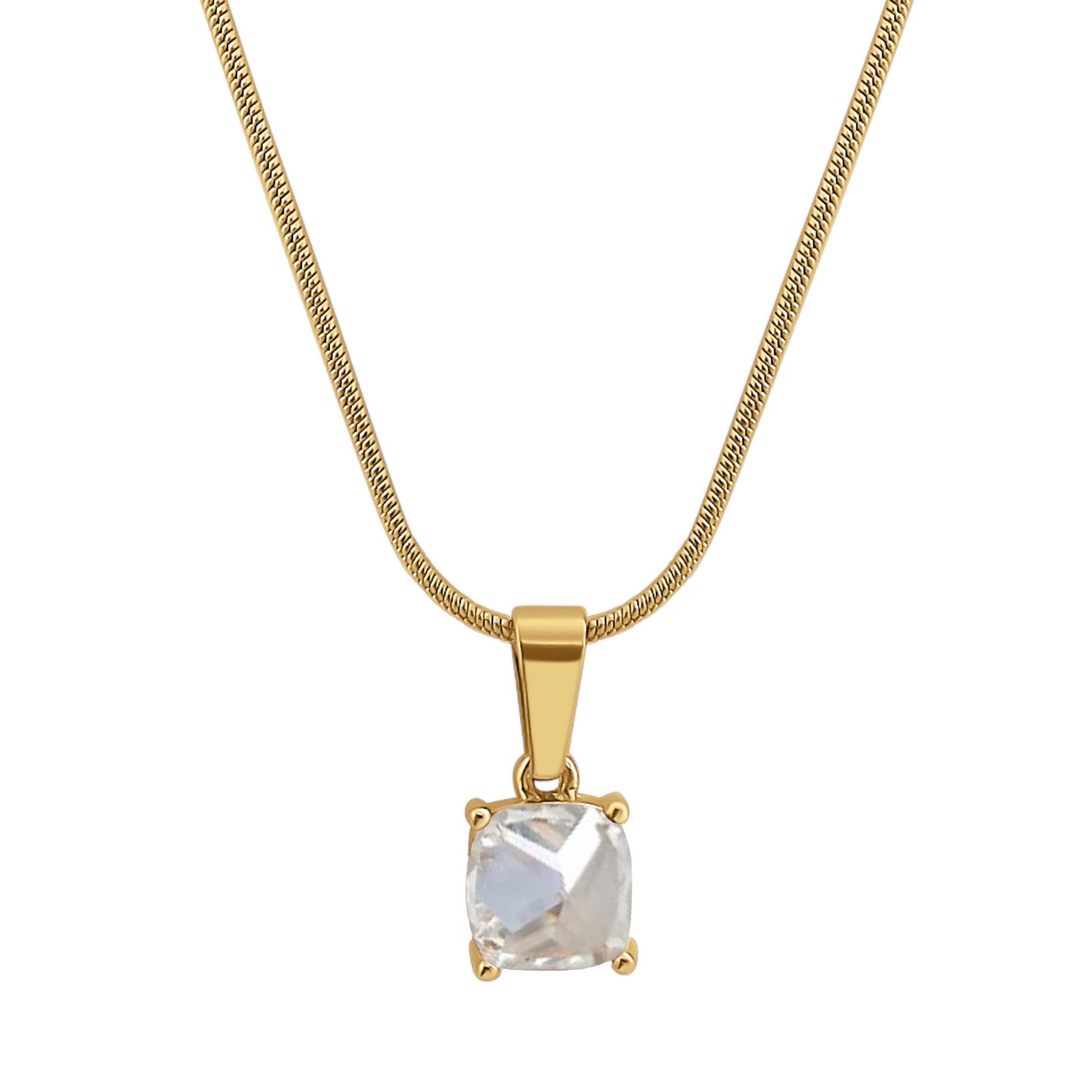 18K White Topaz Birthstone Necklace