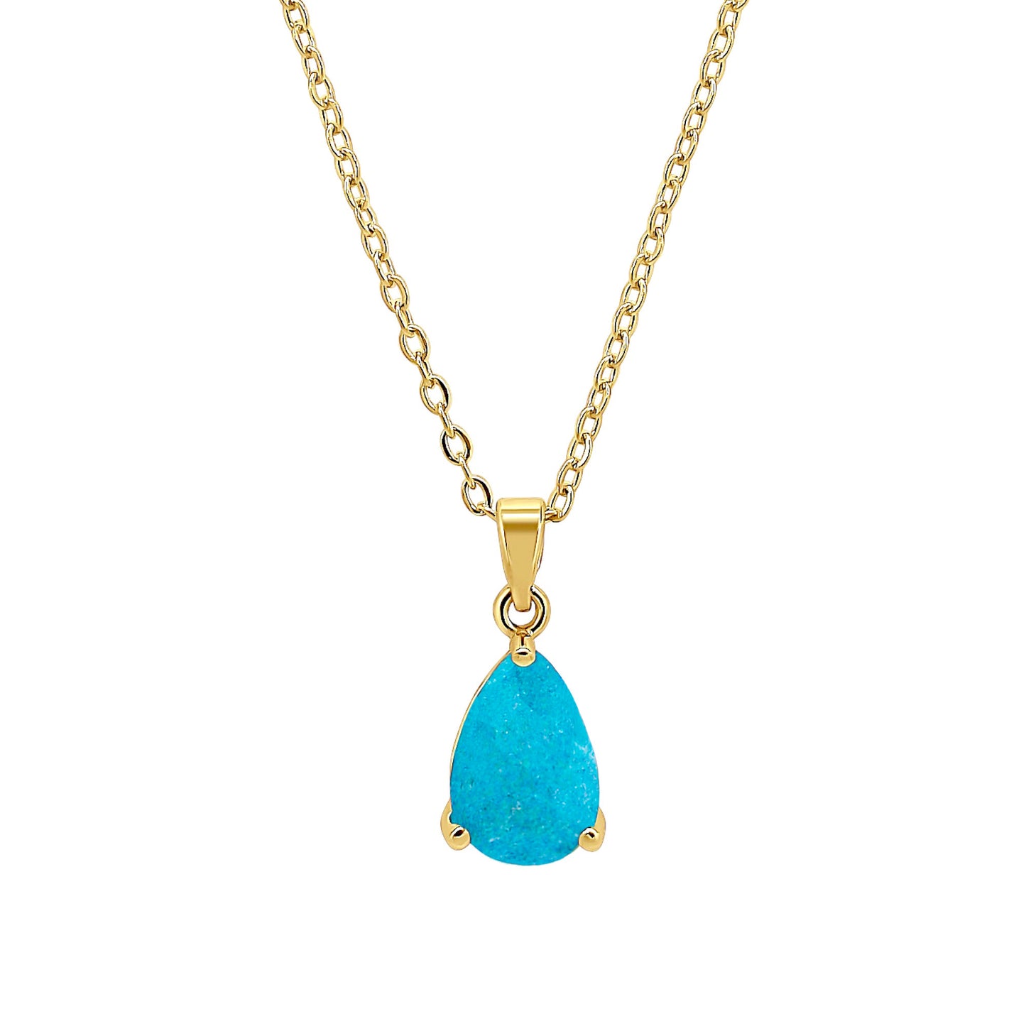 18K March Gemstone Teardrop Necklace