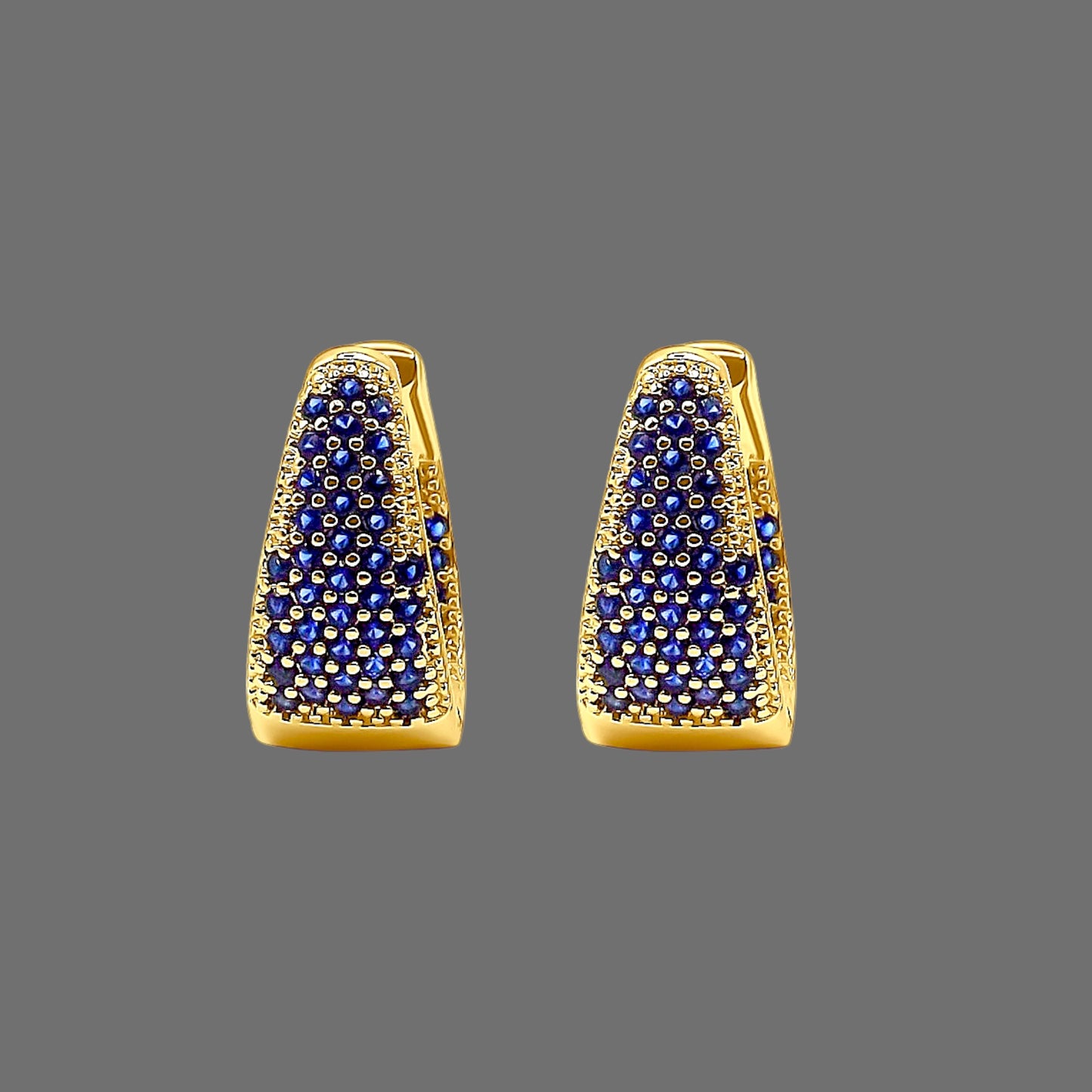 18K Gold Sapphire Gemstone Hoop Earrings
