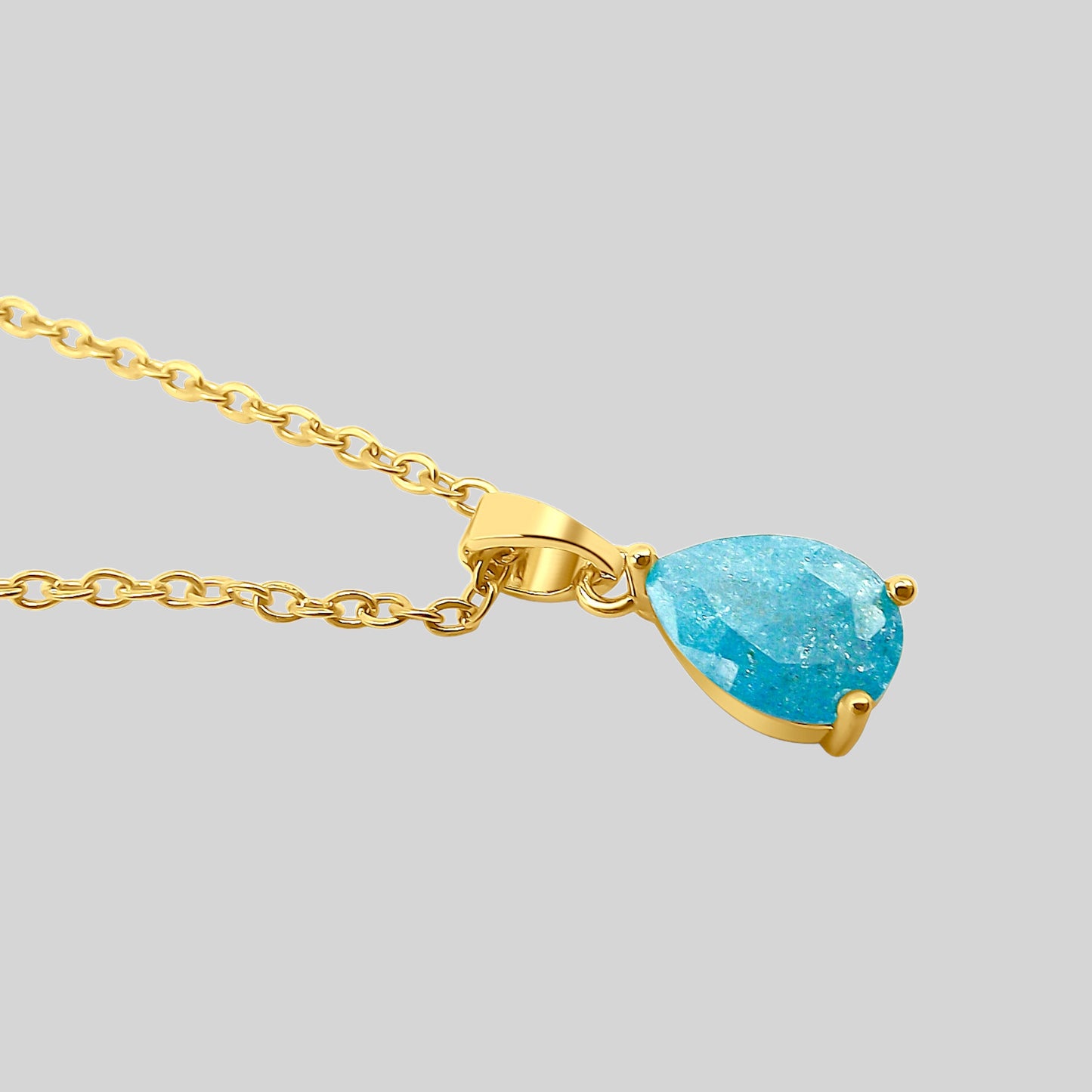 18K March Gemstone Teardrop Necklace