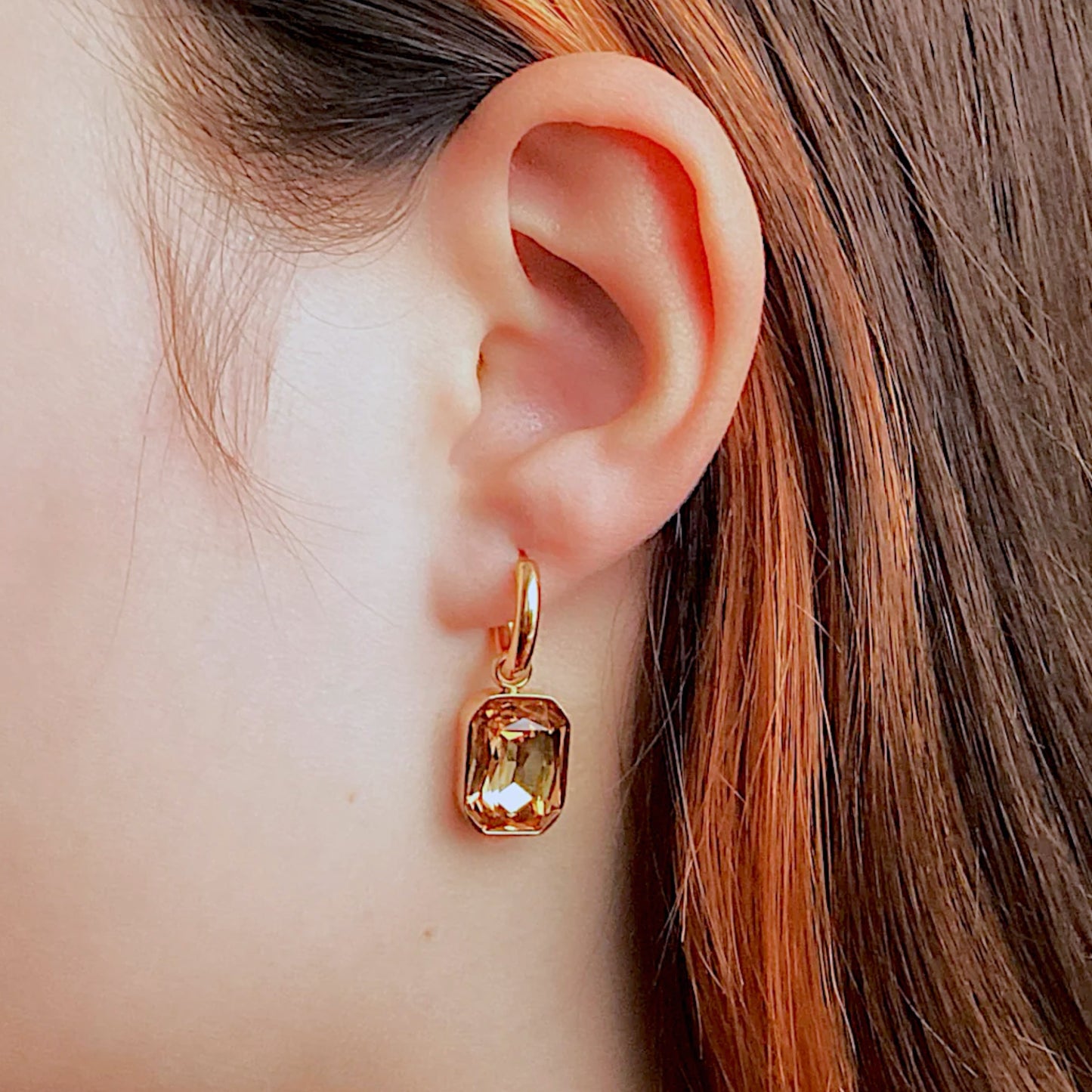 Citrine Hoop Drop Earrings