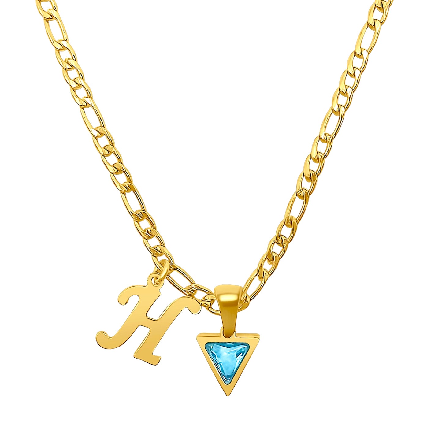 Aquamarine Initial Charm Necklace