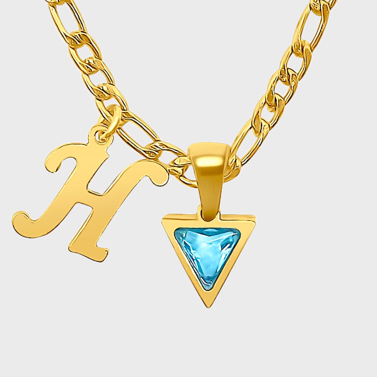 Aquamarine Initial Charm Necklace