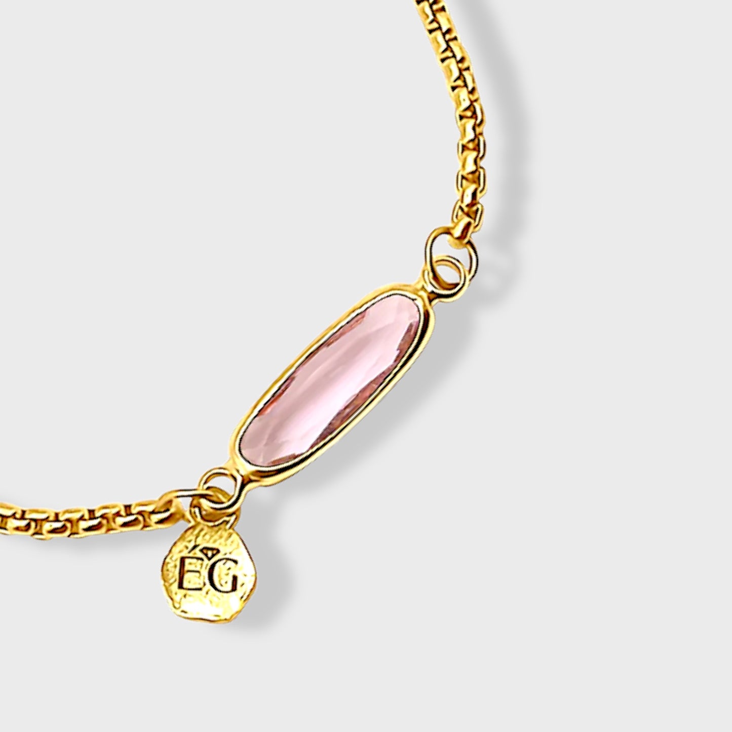 Rose Quartz Baguette Adjustable Bracelet