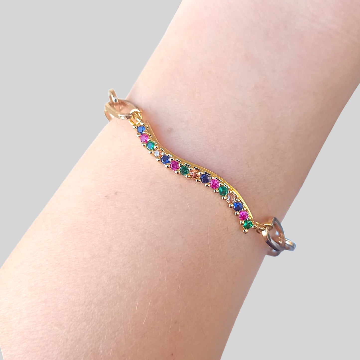 Rainbow Paperclip Geometric Bracelet