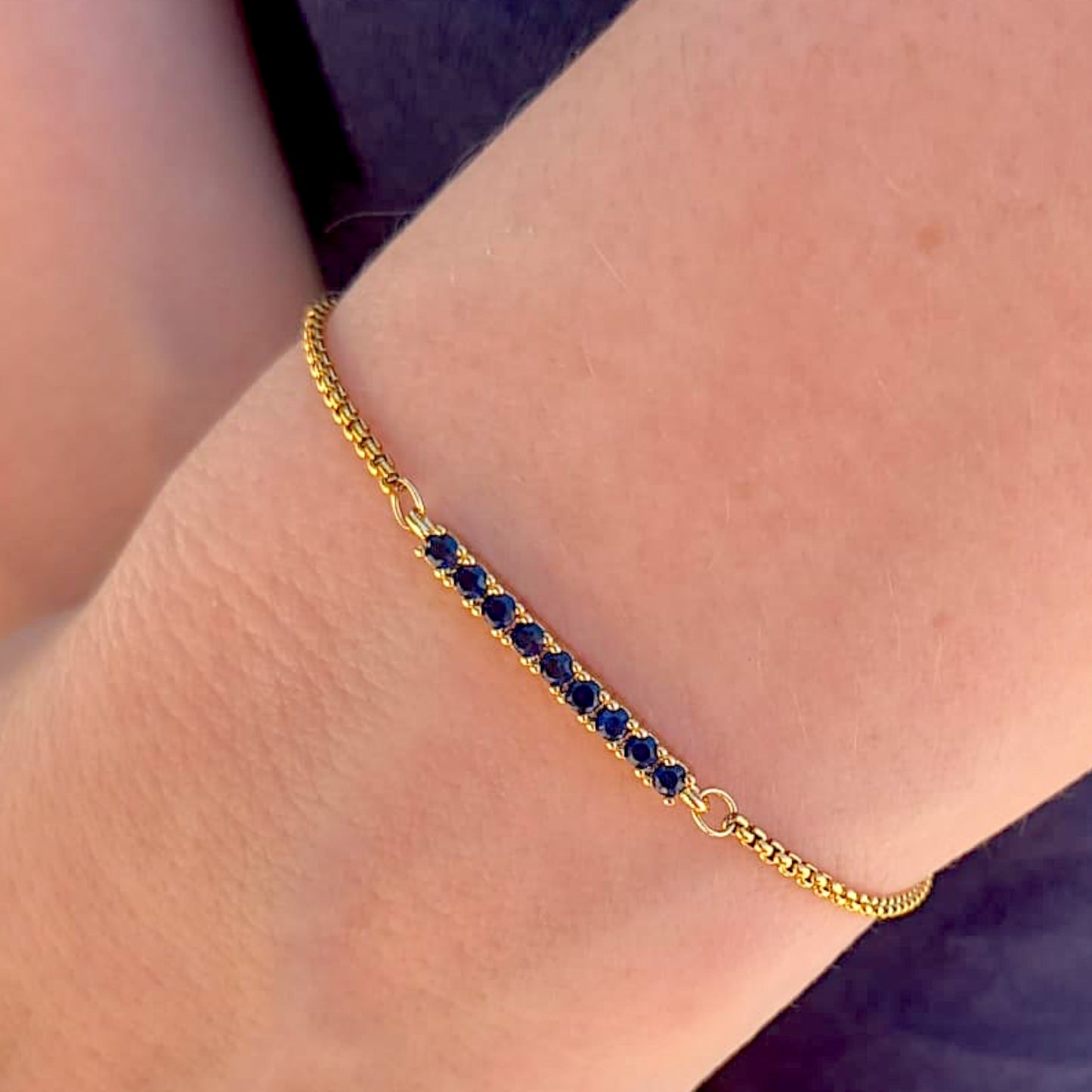 Sapphire Gold Plated Adjustable Bracelet