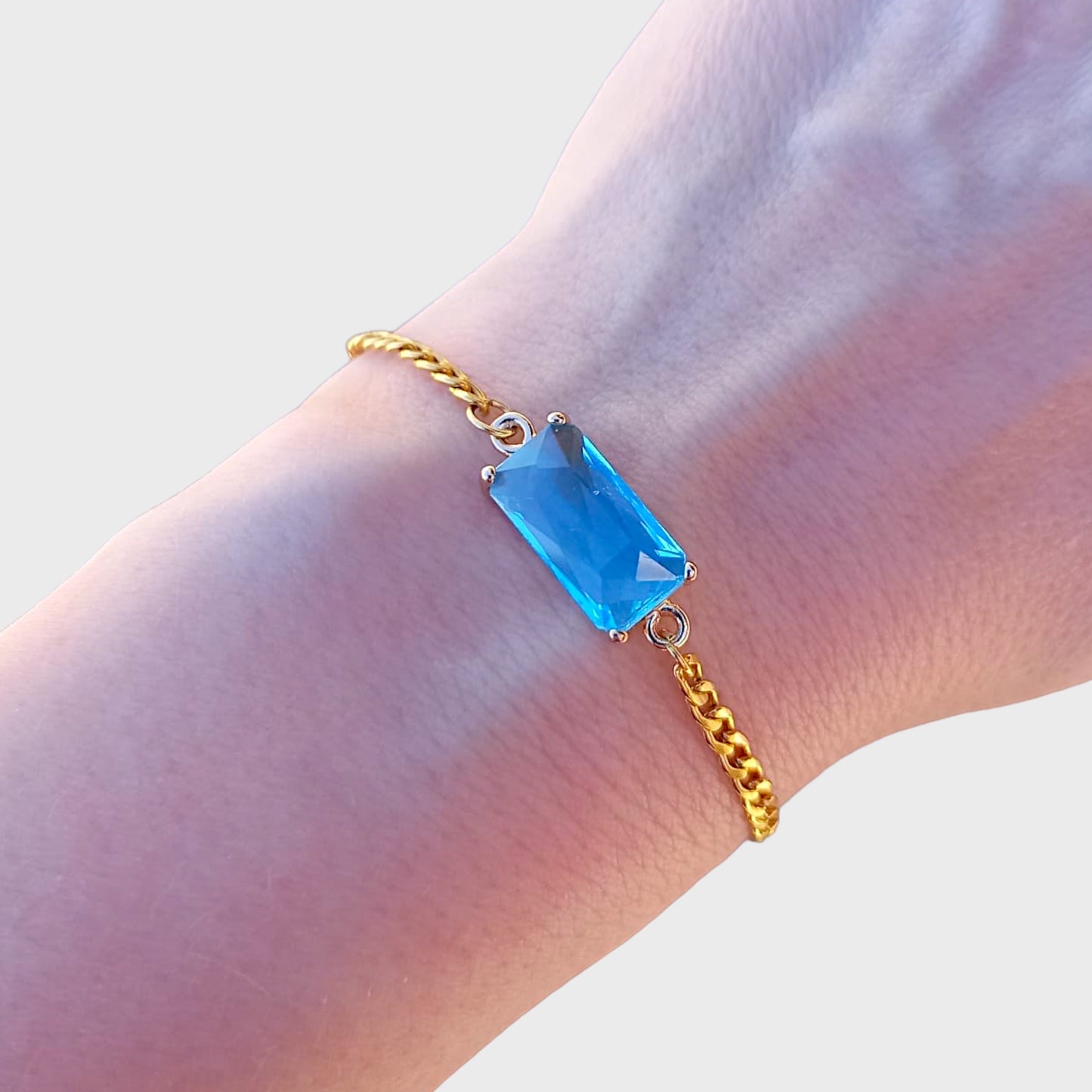 Aquamarine Gold Link Bracelet