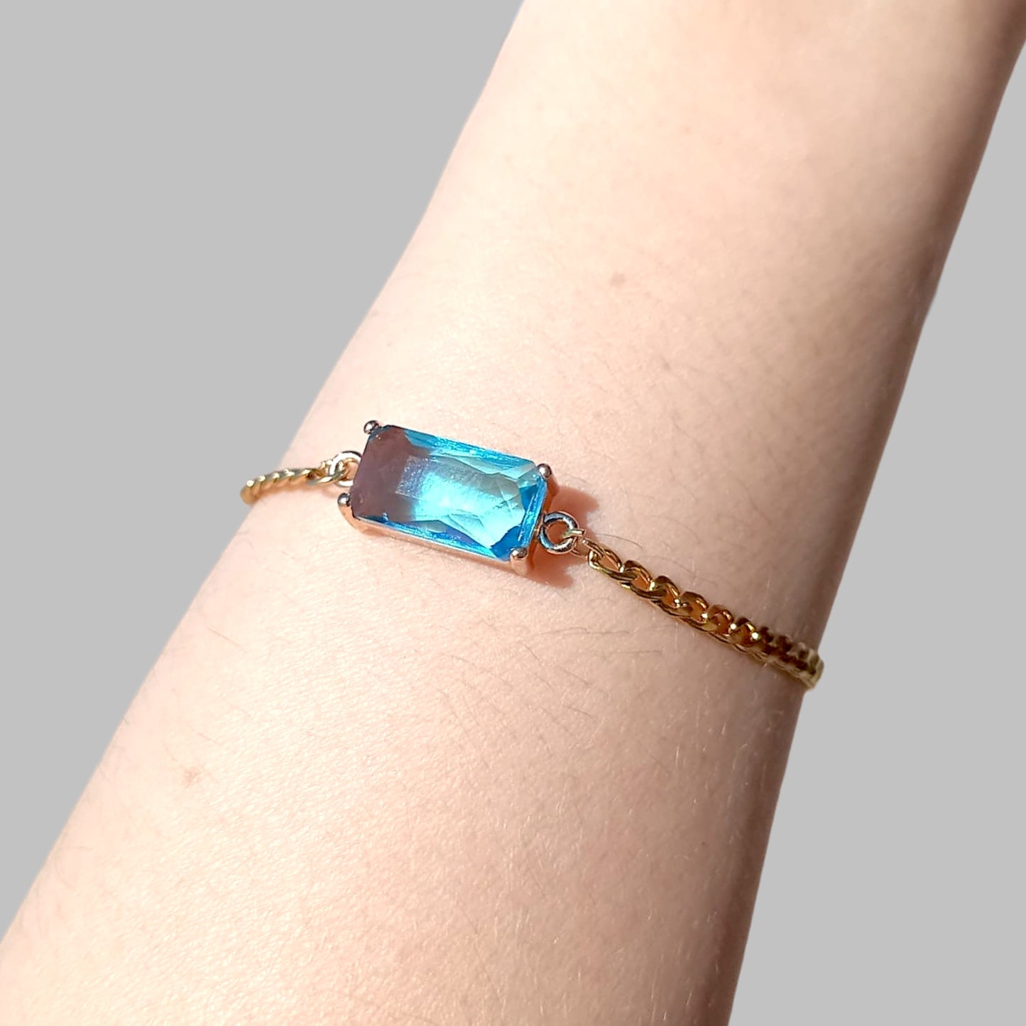 Aquamarine Gold Link Bracelet