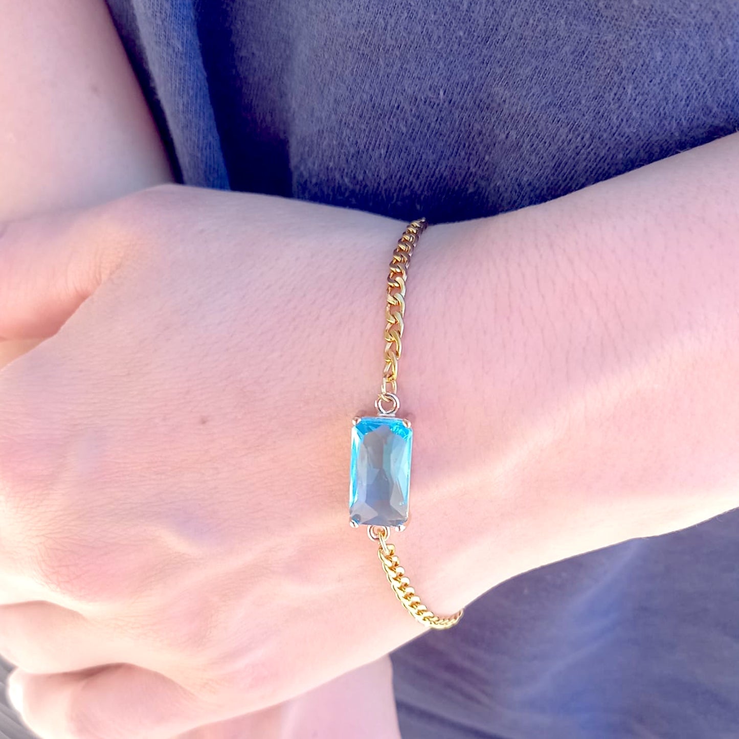 Aquamarine Gold Link Bracelet