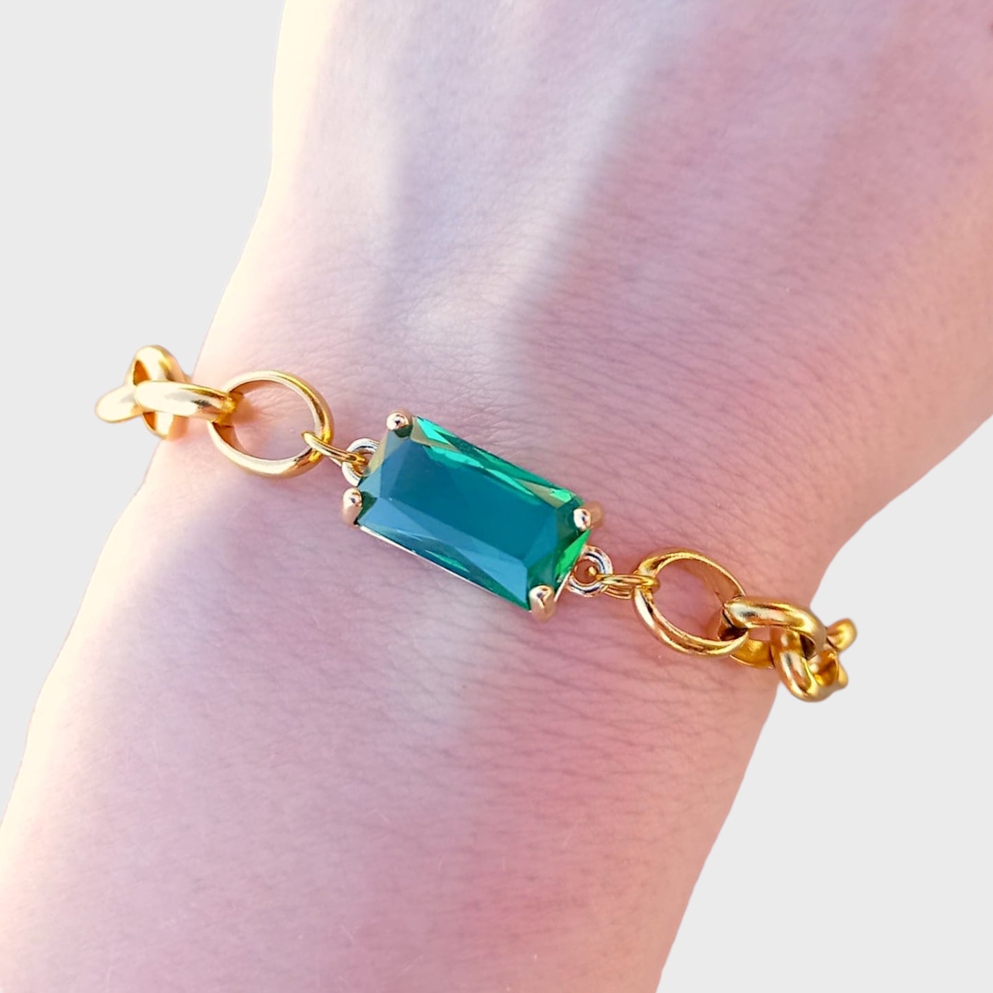 Emerald Gold Link Bracelet