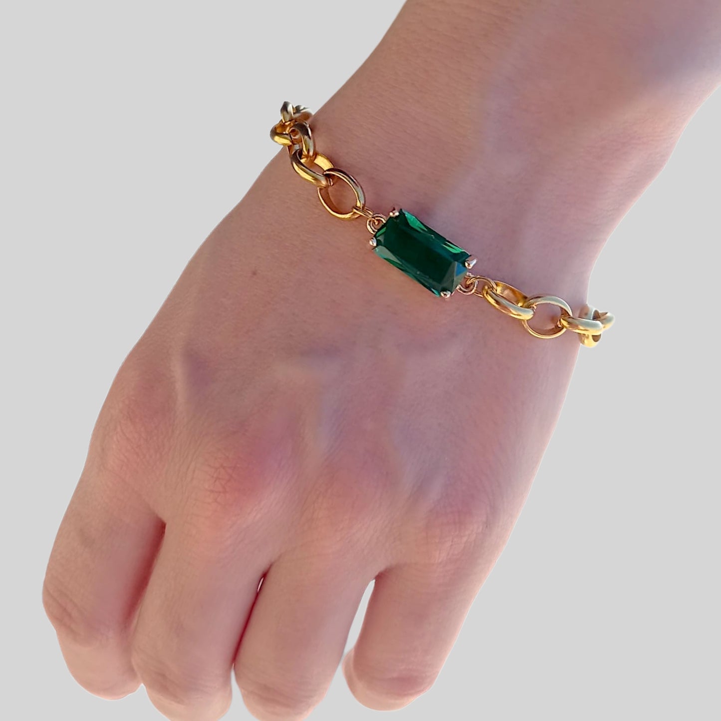 Emerald Gold Link Bracelet