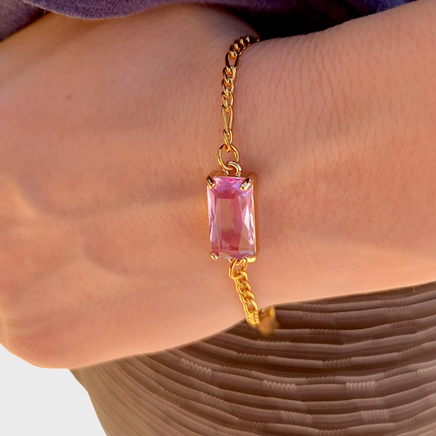 Gold Alexandrite Figaro Bracelet
