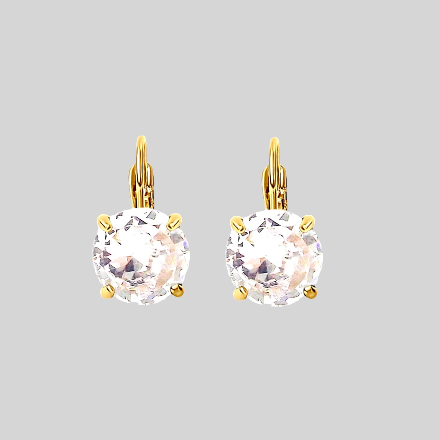 Luxury White Quartz Gold Earrings