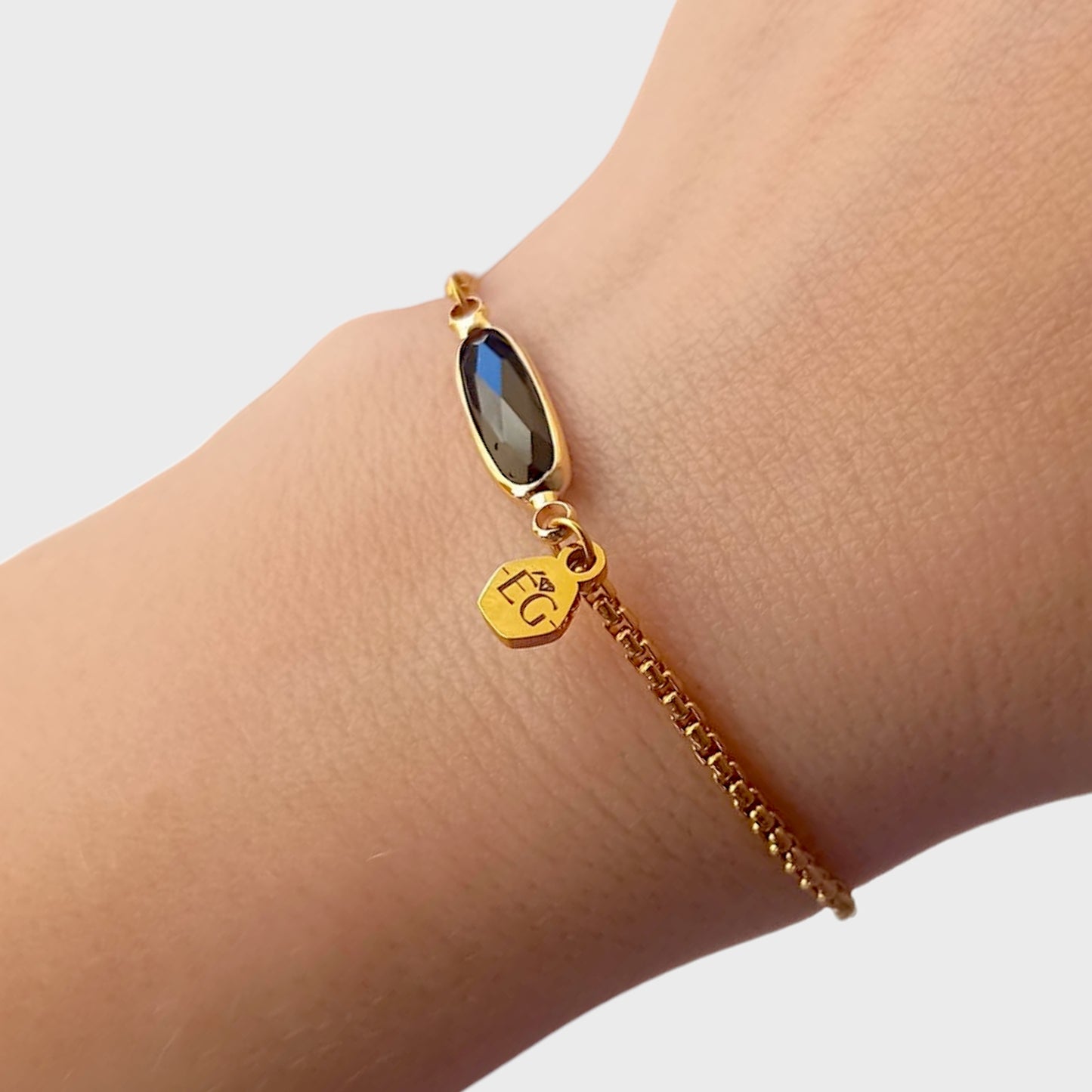 Black Onyx Baguette Adjustable Bracelet